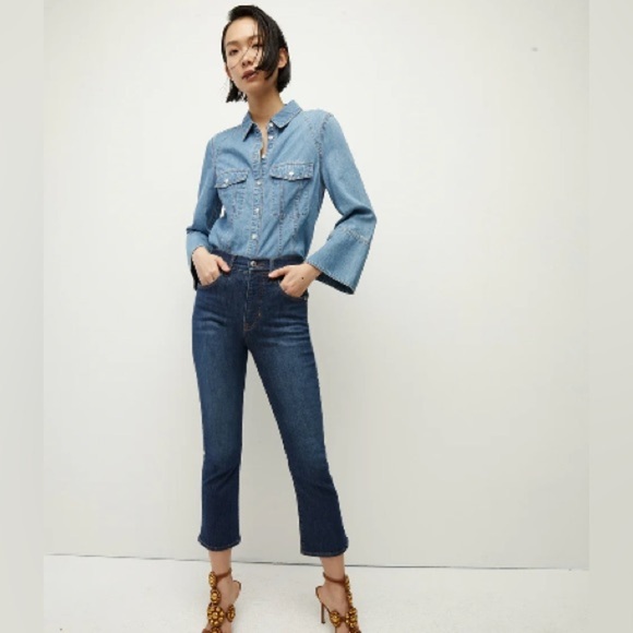 NWT VERONICA BEARD Carly Women’s Blue Crop Kick-flare-leg High Waist Jeans 25 - Picture 1 of 7